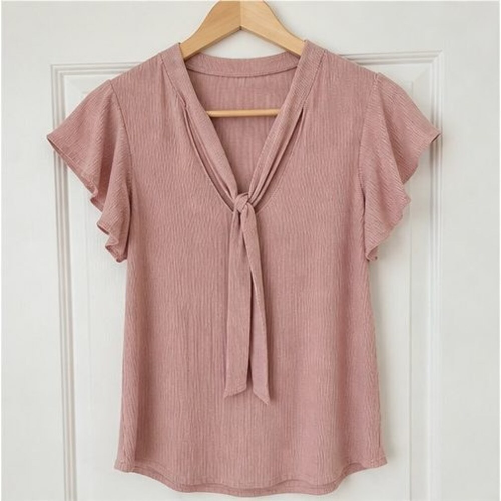 Blush Tie Neck Blouse